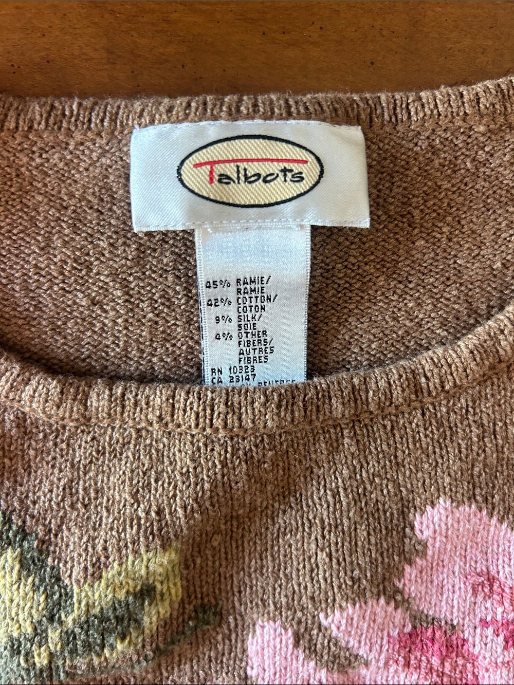 Vintage Talbots Taupe Floral Pullover sweater - Picture 5 of 7